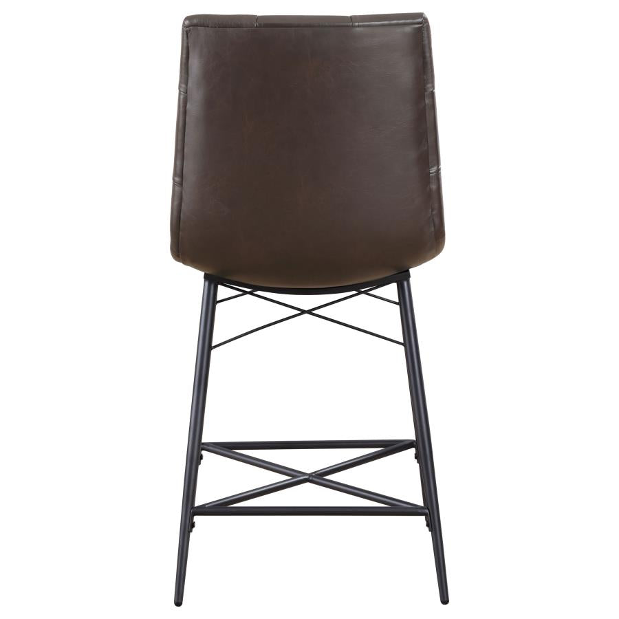 Aiken Upholstered Tufted Counter Height Stools Brown (Set Of 2)