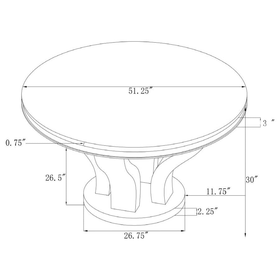 Anchorage Polished Stainless Steel Round 51-Inch Glass Top Dining Table Chrome