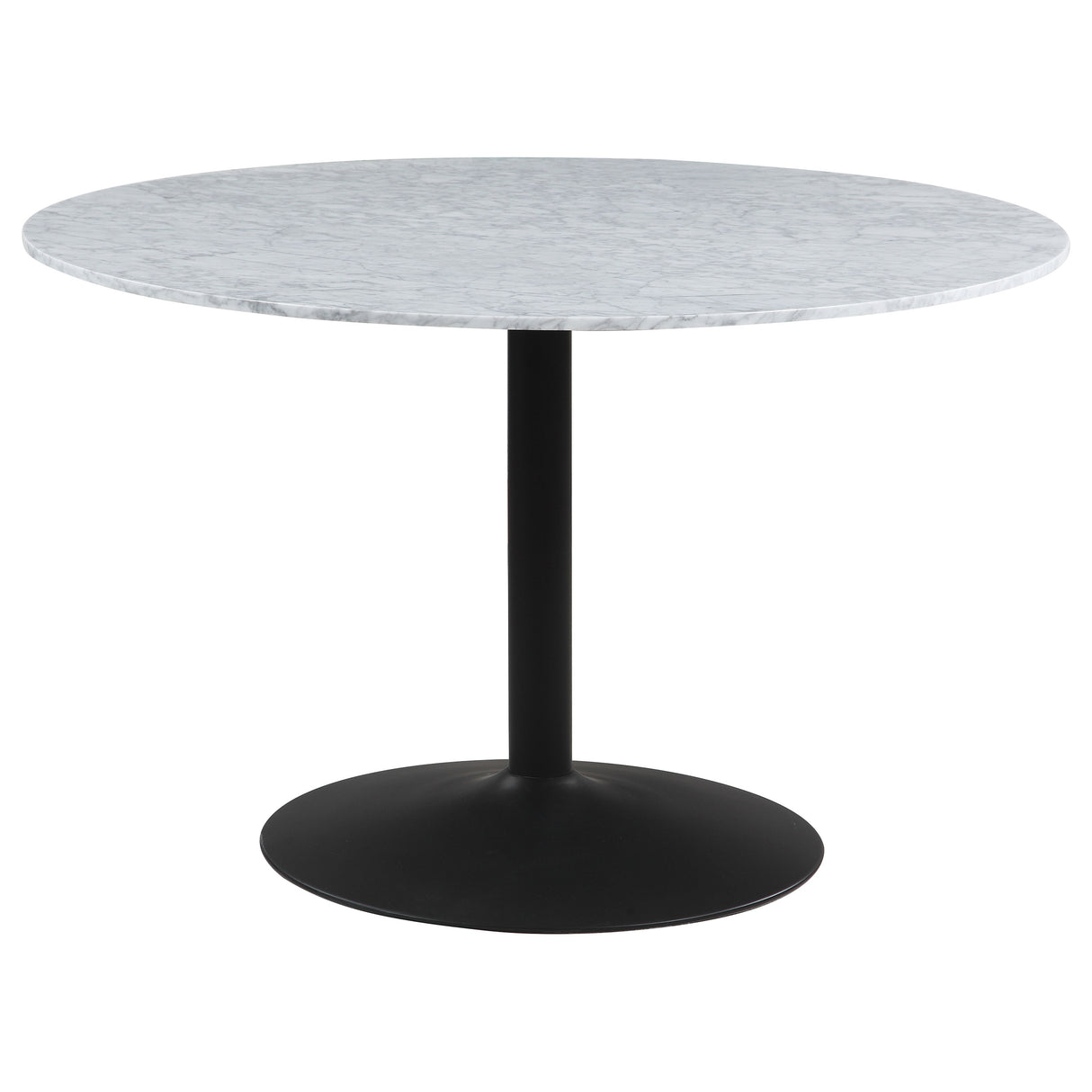 Bartole Italian White Marble Round 48-Inch Top Dining Table