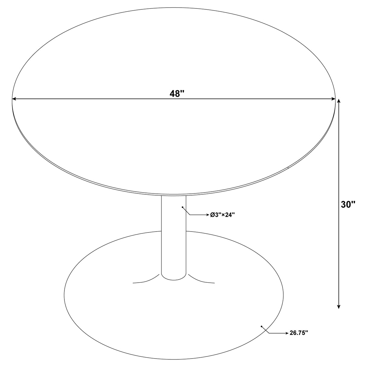 Bartole Italian White Marble Round 48-Inch Top Dining Table