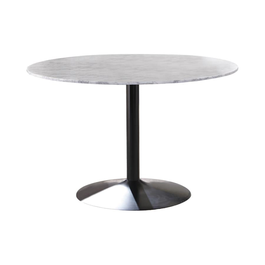 Bartole Italian White Marble Round 48-Inch Top Dining Table