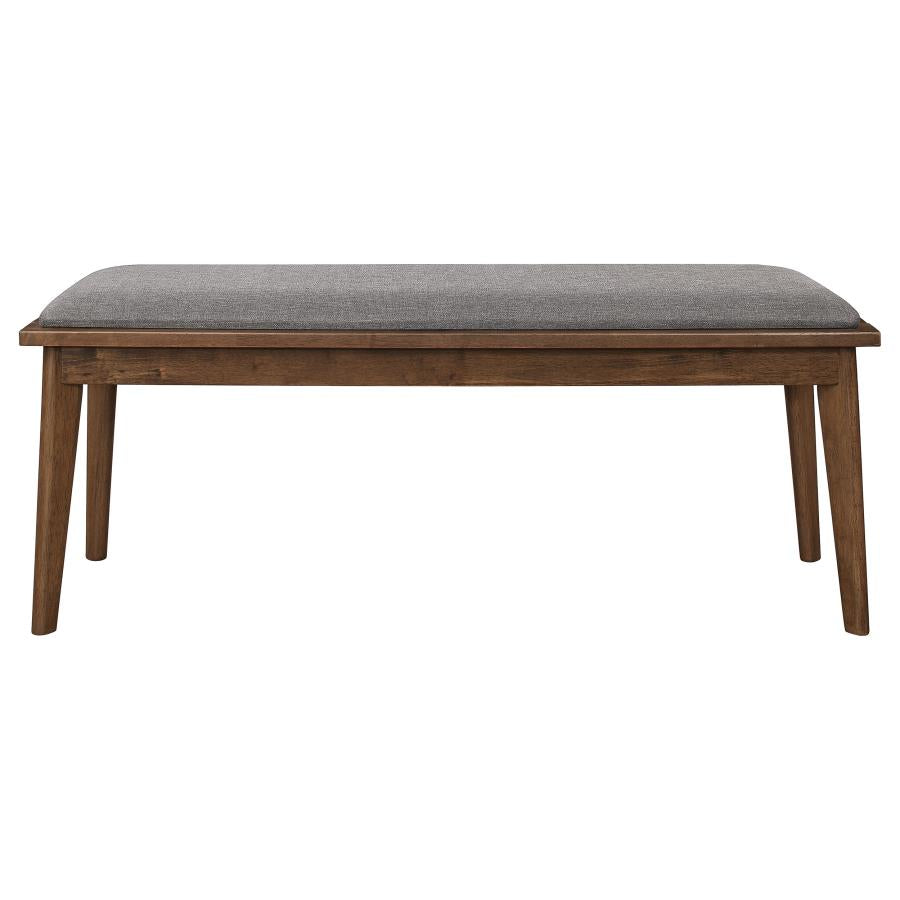 Alfredo Upholstered Dining Bench Grey And Natural Walnut