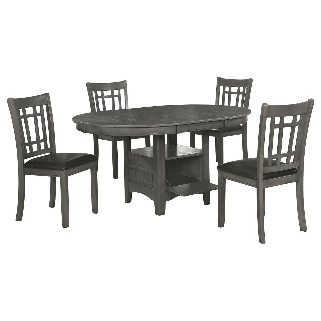 Lavon Medium Grey 5-Piece Oval Extension Leaf Dining Set