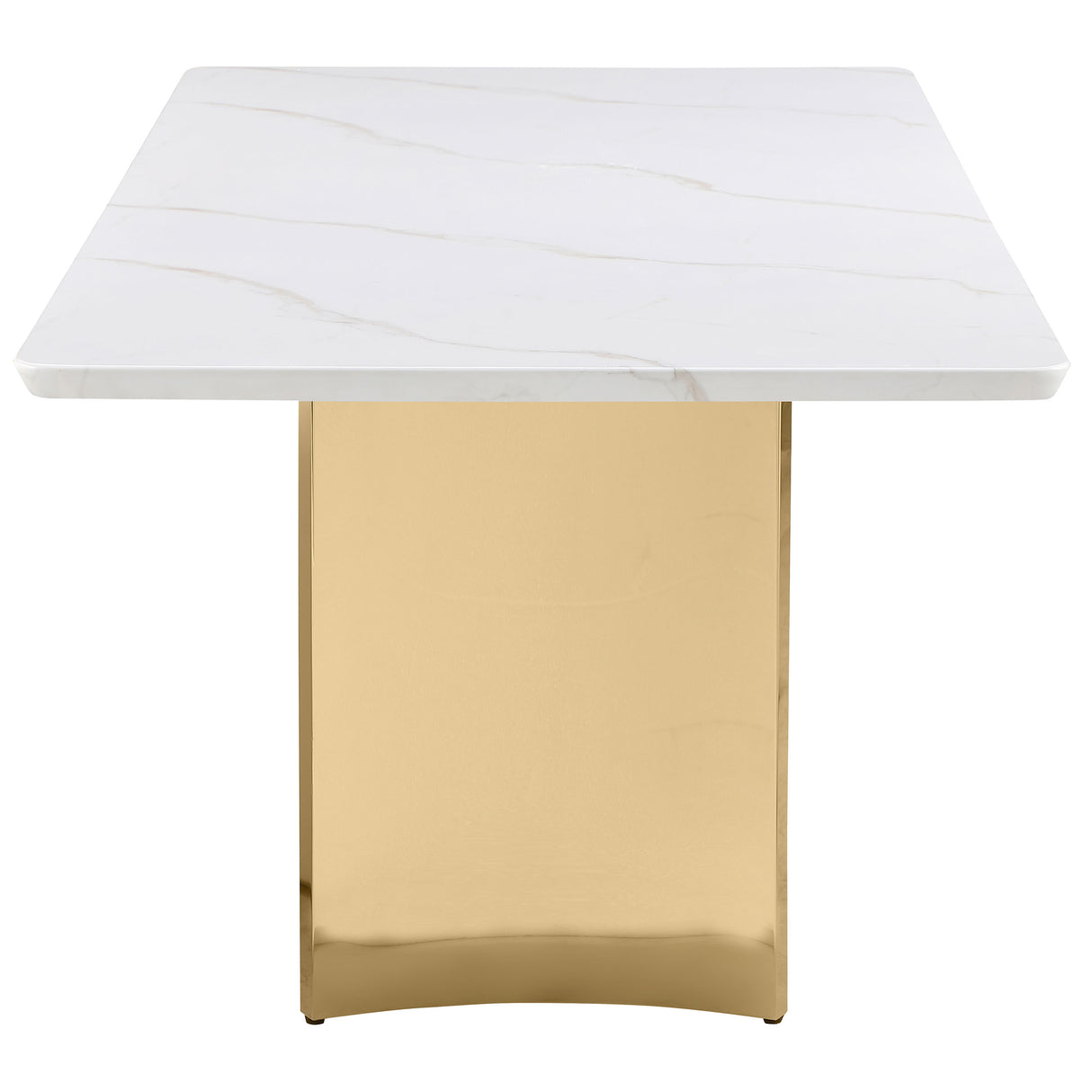 Tevlin White Marble Rectangular 79-Inch Top Dining Table