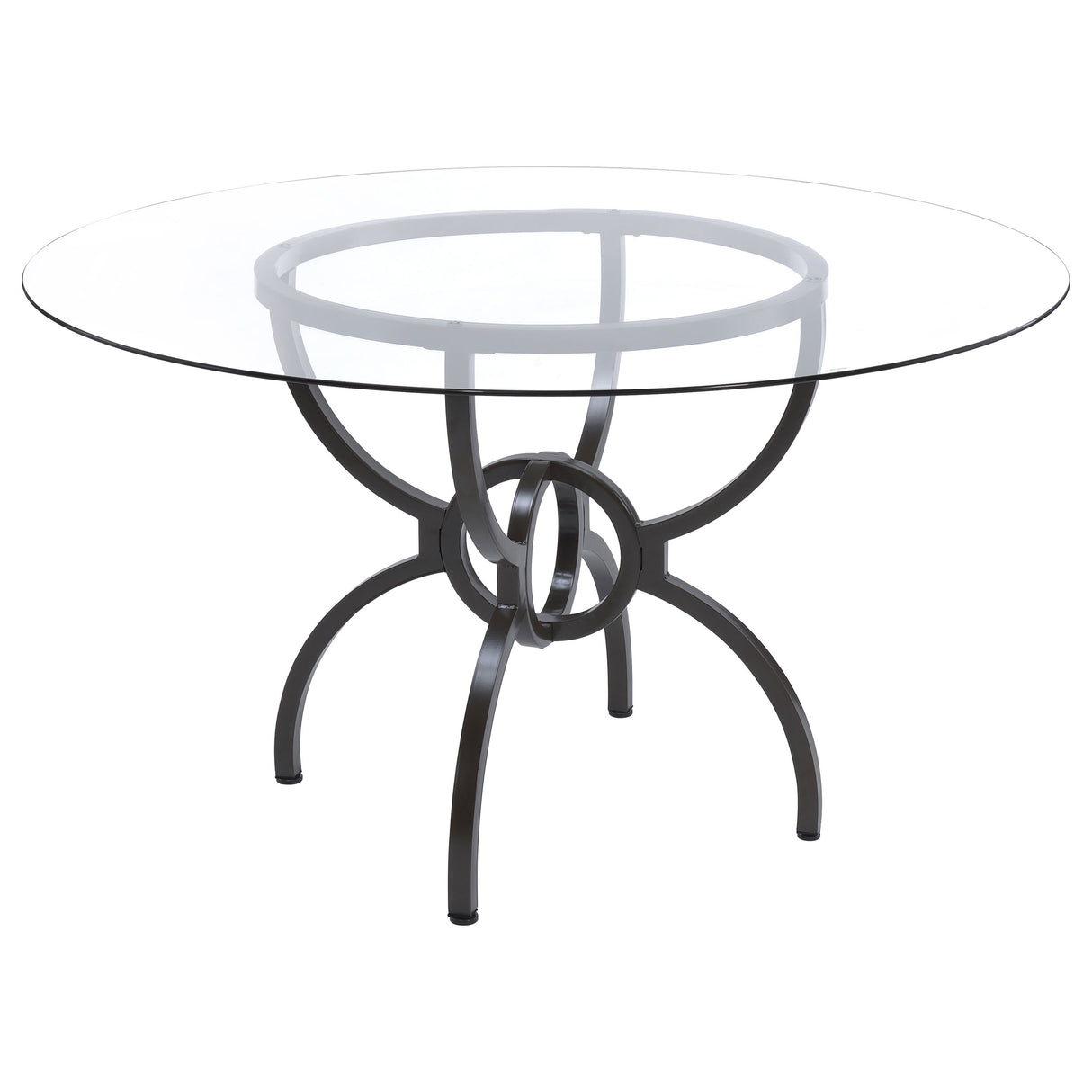 Aviano Gunmetal Round 48-Inch Glass Top Metal Dining Table