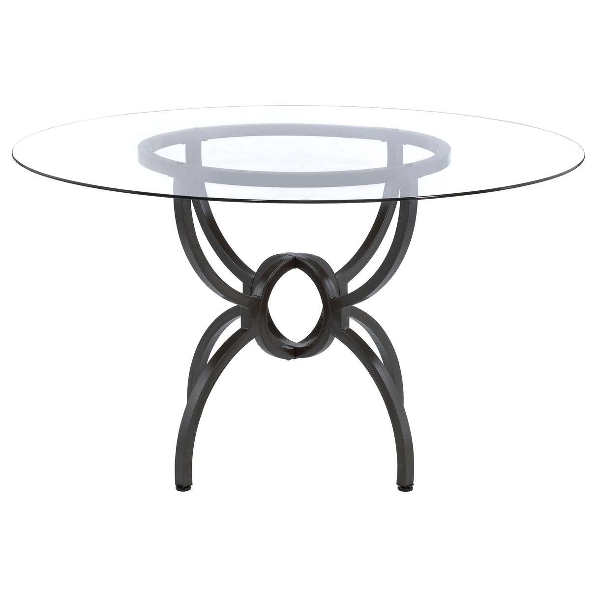 Aviano Gunmetal Round 48-Inch Glass Top Metal Dining Table