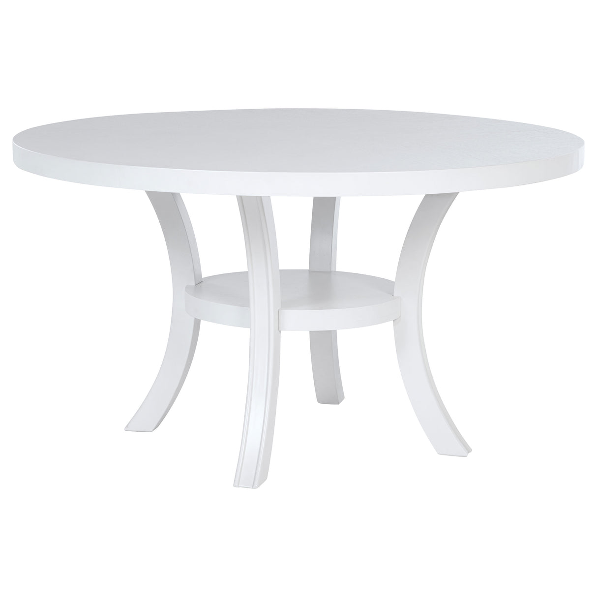 Judd Pearl White 54-Inch Round Dining Wood Table With Shelf