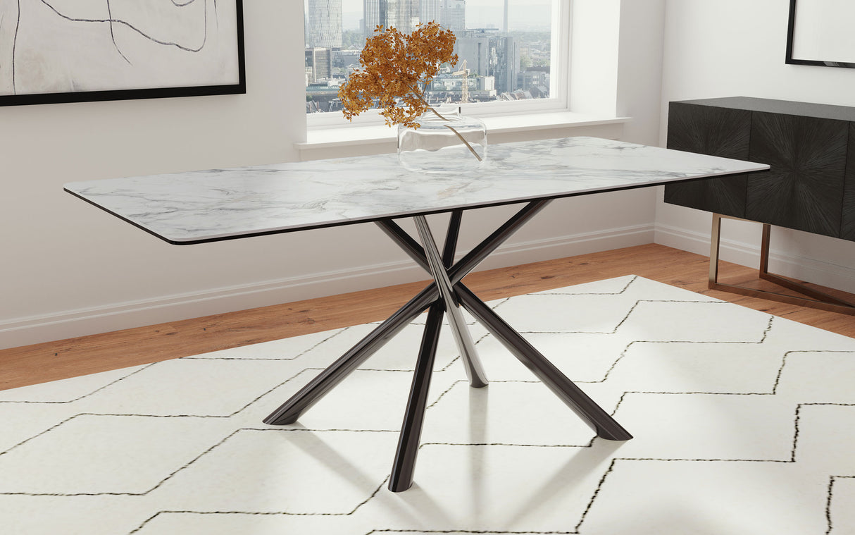 Carvell Mirage White Rectangular Sintered Stone Dining Table