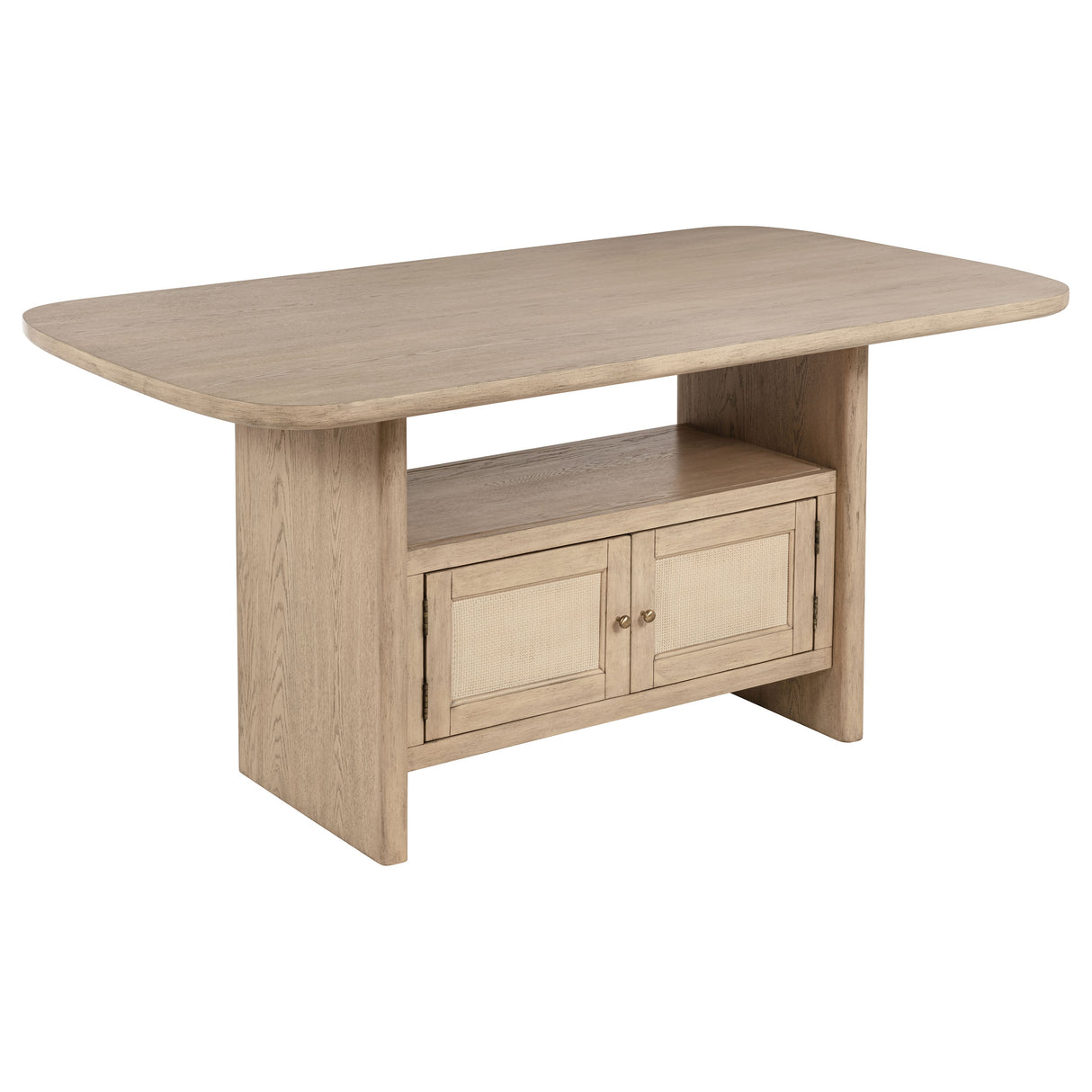 Kailani Beige Oak Cane Counter Height Storage Dining Table