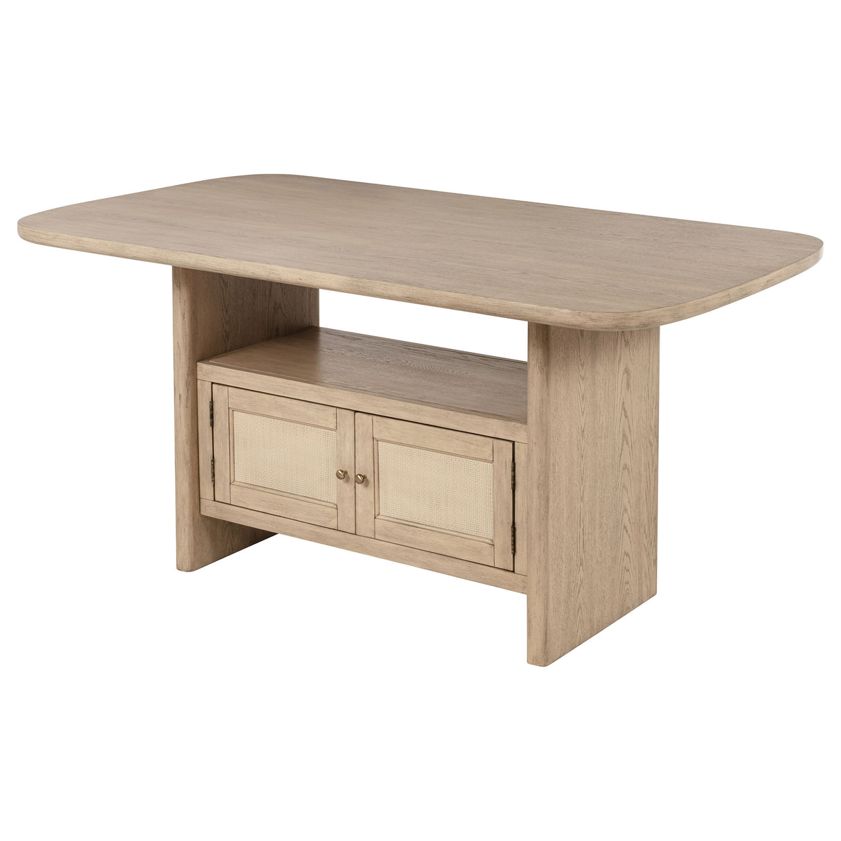 Kailani Beige Oak Cane Counter Height Storage Dining Table