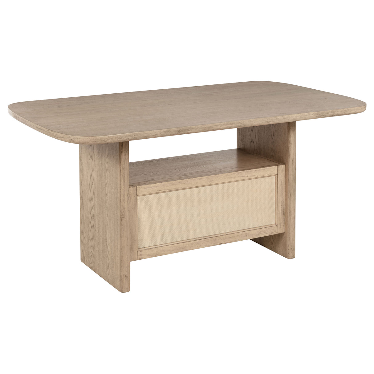 Kailani Beige Oak Cane Counter Height Storage Dining Table