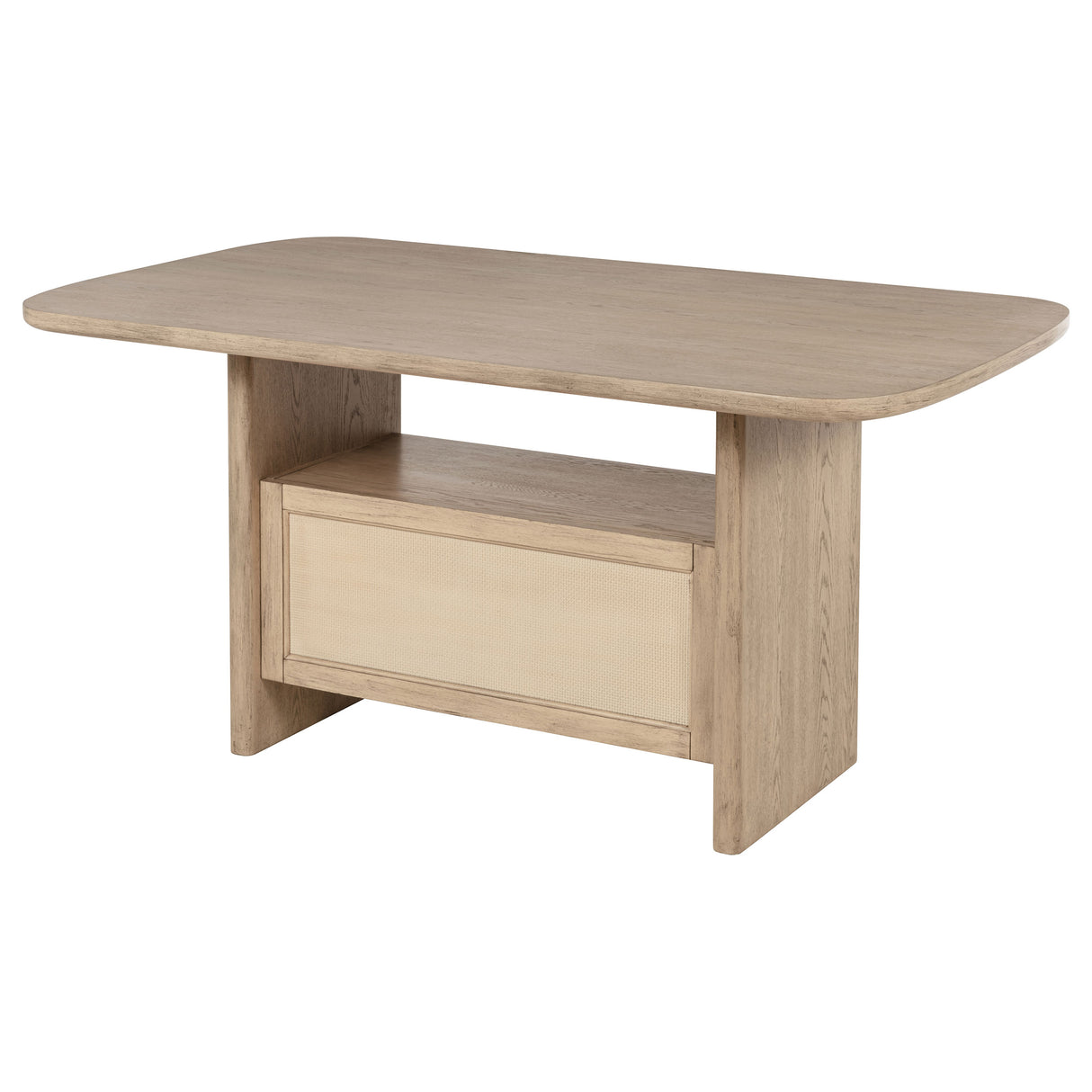 Kailani Beige Oak Cane Counter Height Storage Dining Table
