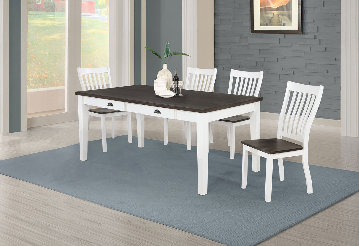 Kingman Distressed White 5-Piece Rectangular Dining Set Espresso And