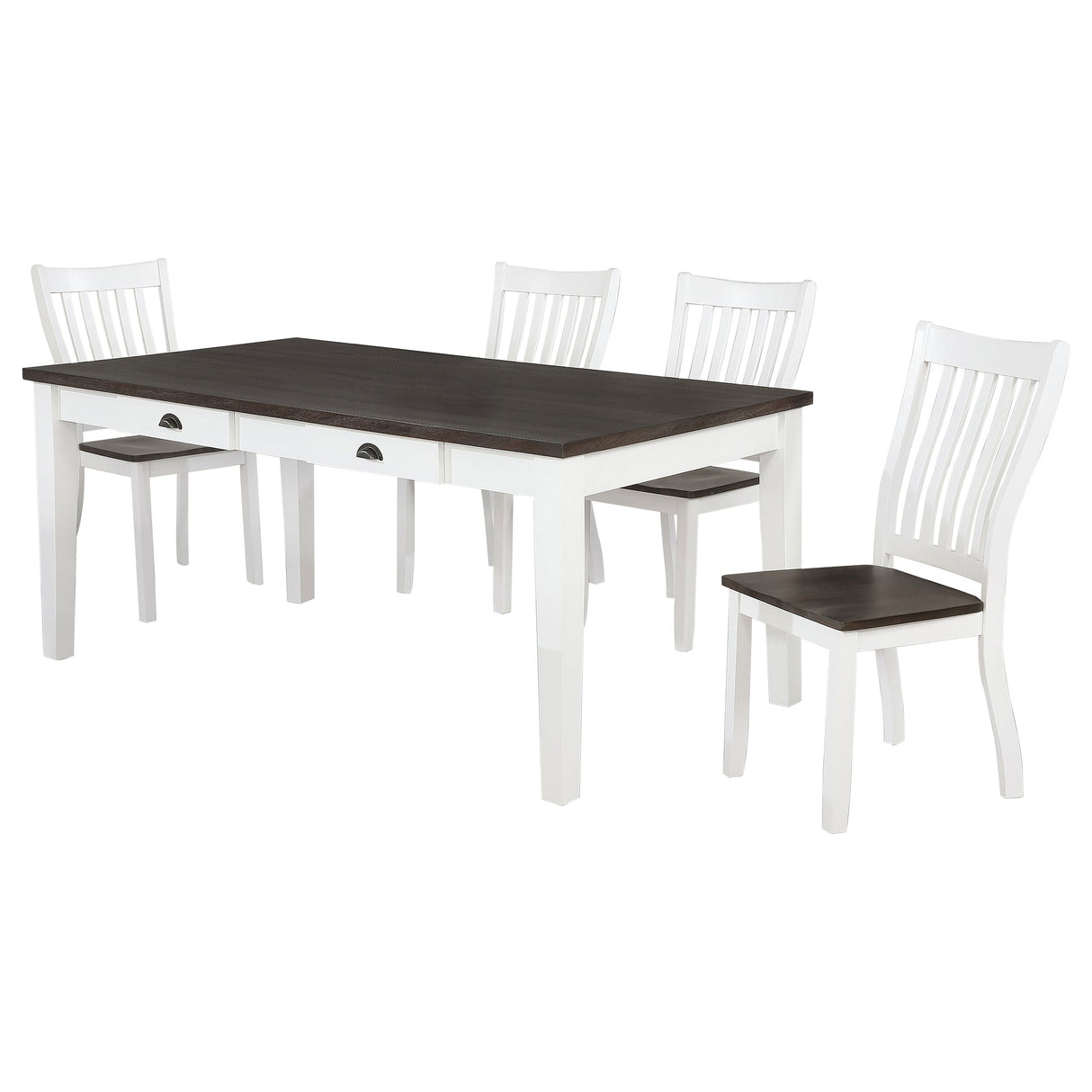 Kingman Distressed White 5-Piece Rectangular Dining Set Espresso And