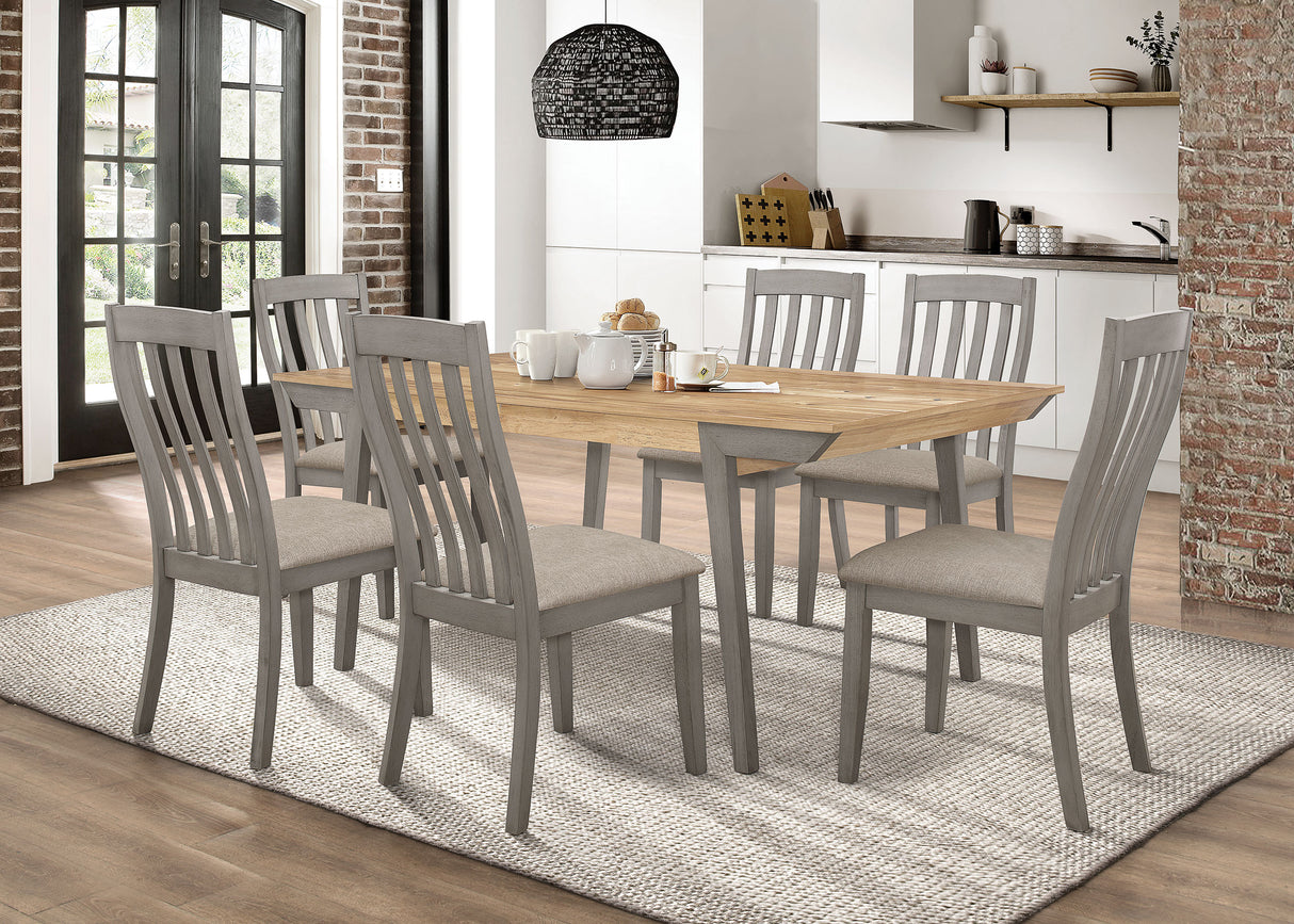Nogales Coastal Grey 7-Piece Rectangular Dining Table Set
