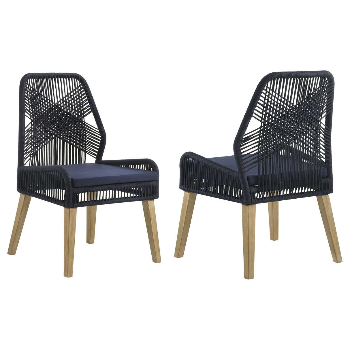 Nakia Woven Rope Dining Chairs Dark Navy (Set Of 2)