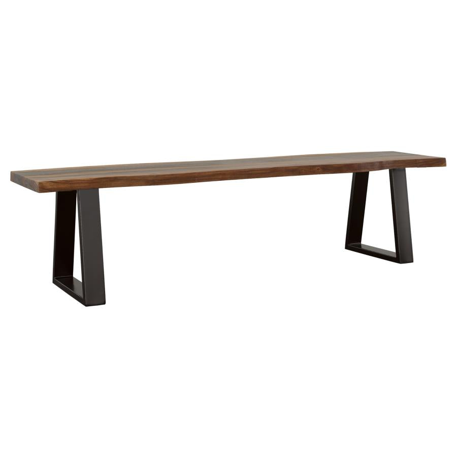 Ditman Live Edge Dining Bench Grey Sheesham And Black