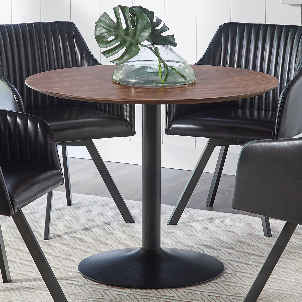 Cora Round Dining Table Walnut And Black