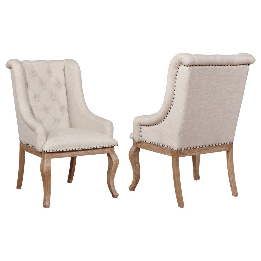 Brockway Cove Tufted Arm Chairs Cream And Barley Brown (Set Of 2)