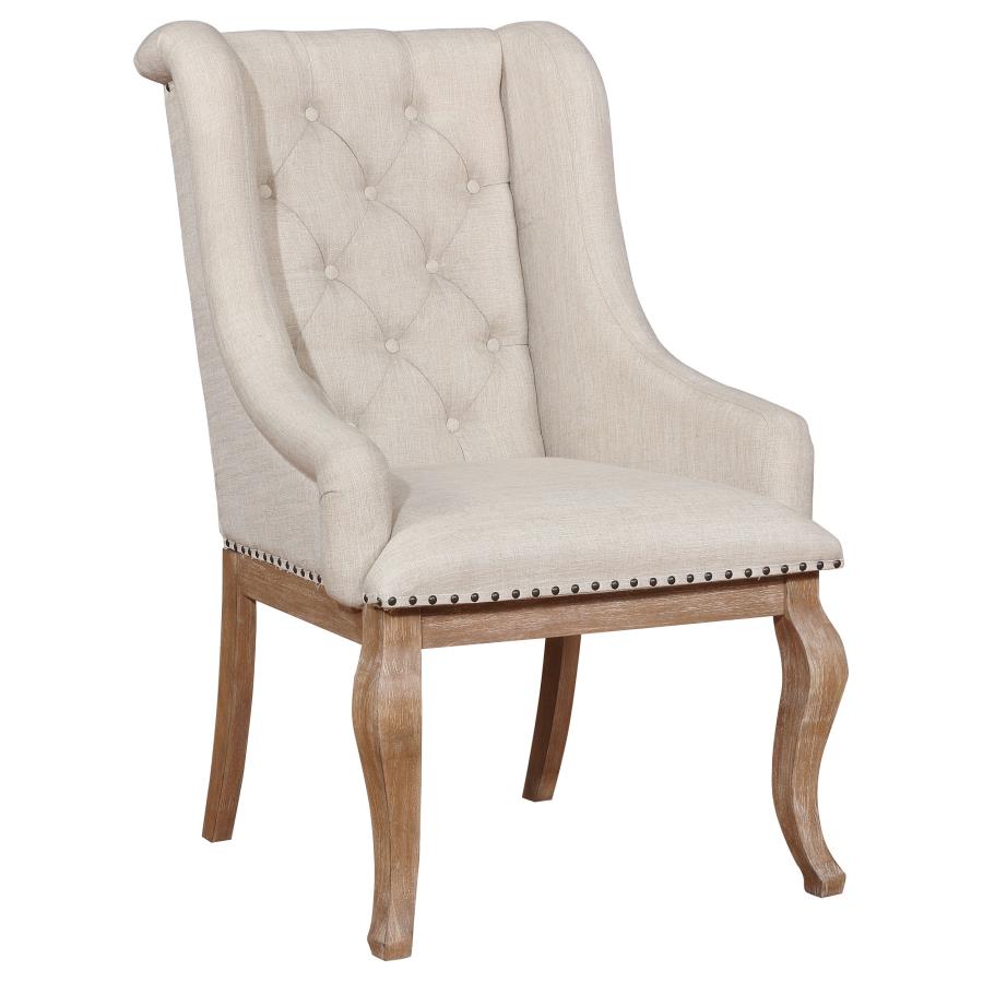 Brockway Cove Tufted Arm Chairs Cream And Barley Brown (Set Of 2)