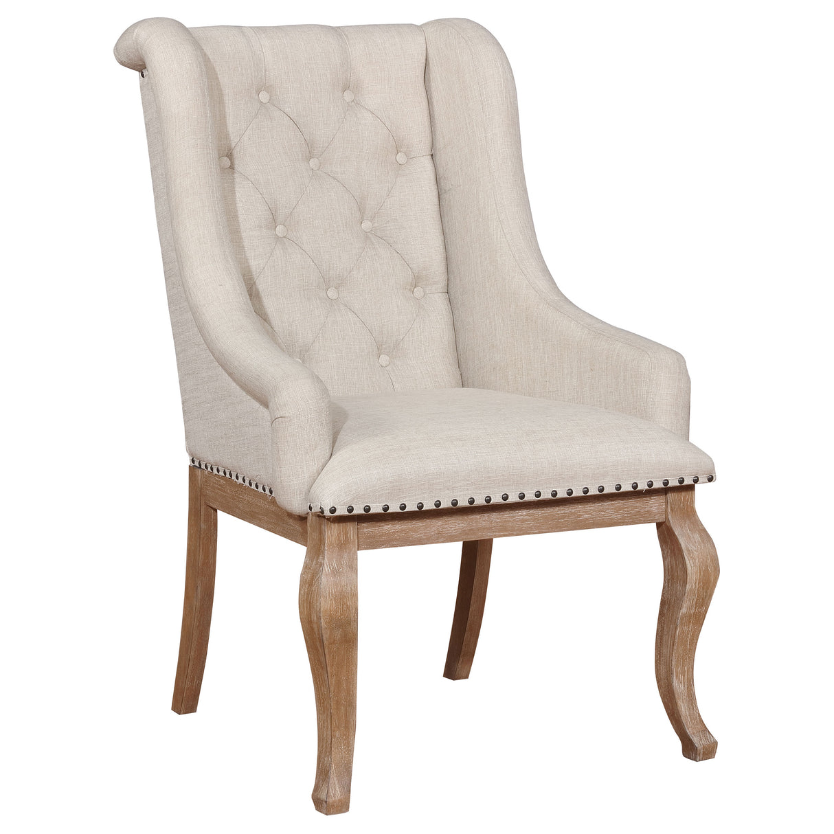 Brockway Cove Tufted Arm Chairs Cream And Barley Brown (Set Of 2)