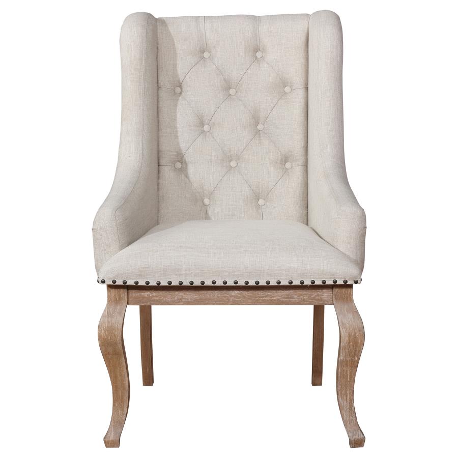 Brockway Cove Tufted Arm Chairs Cream And Barley Brown (Set Of 2)