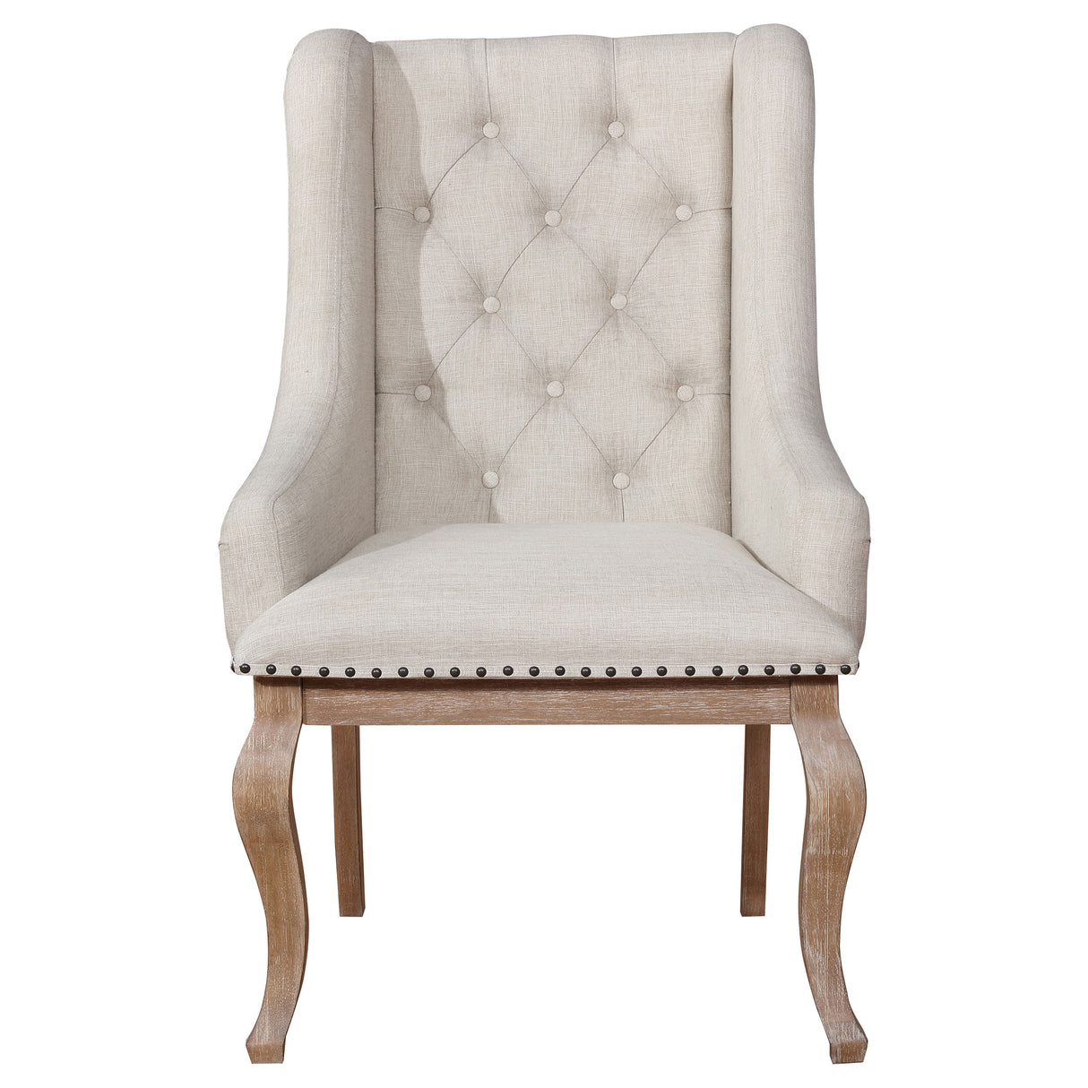 Brockway Cove Tufted Arm Chairs Cream And Barley Brown (Set Of 2)