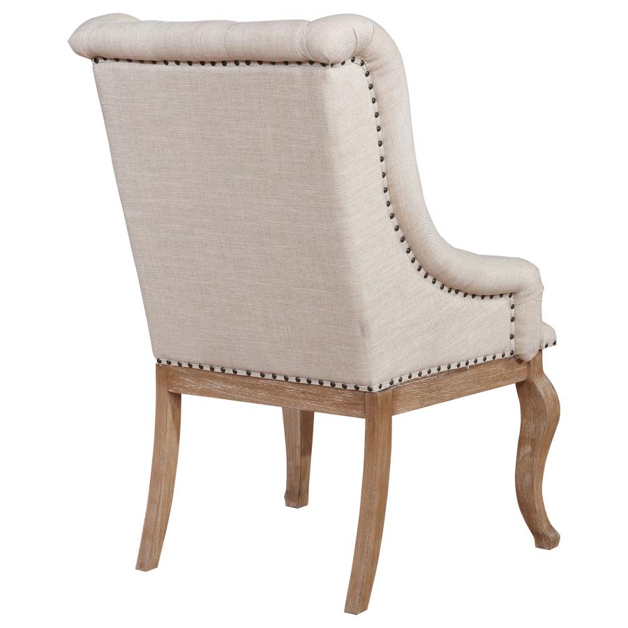Brockway Cove Tufted Arm Chairs Cream And Barley Brown (Set Of 2)