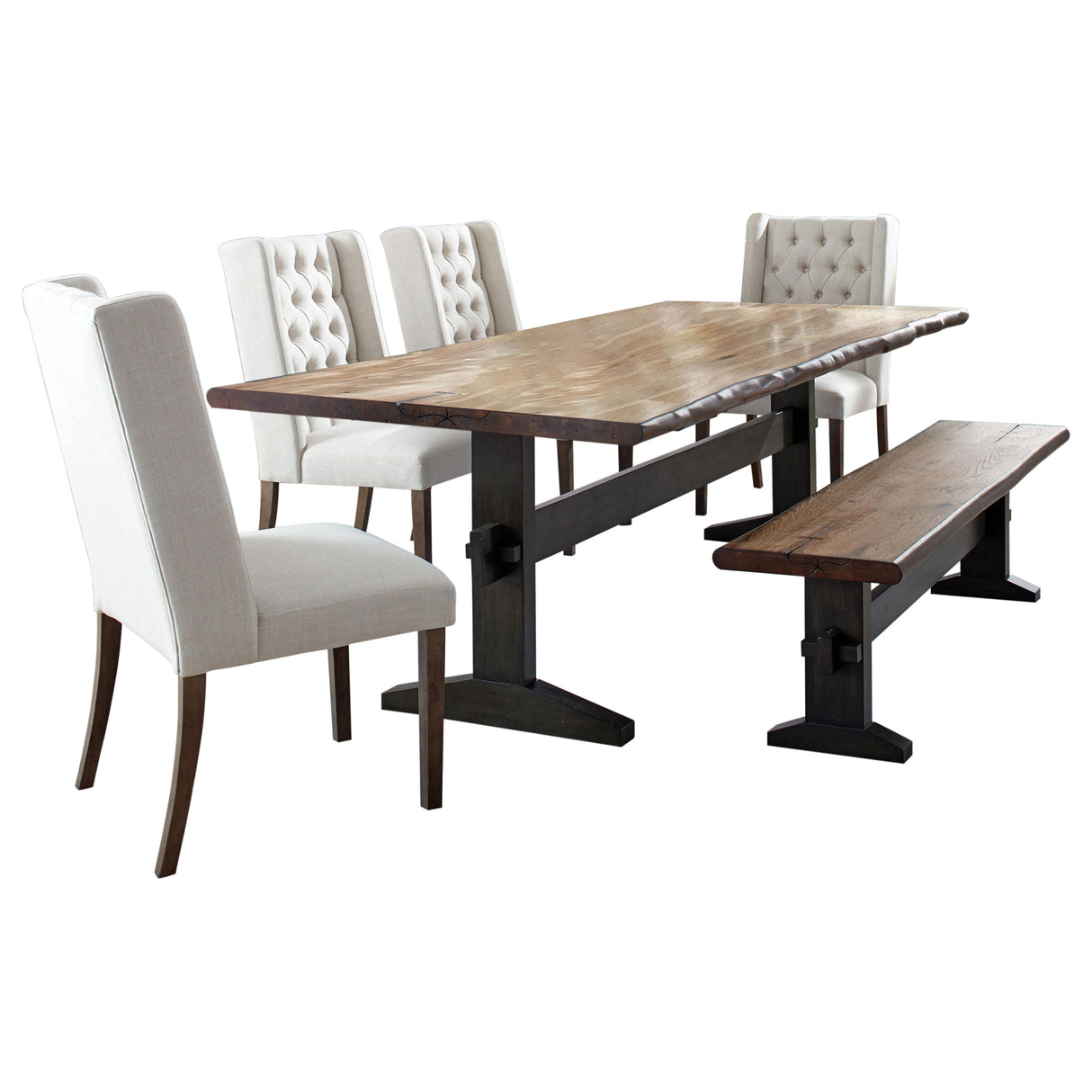 Bexley Natural Honey 6-Piece Rectangular Live Edge Dining Table Set