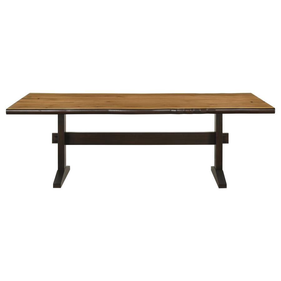 Bexley Live Edge Trestle Dining Table Natural Honey And Espresso