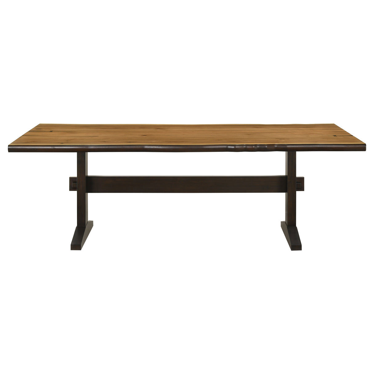 Bexley Live Edge Trestle Dining Table Natural Honey And Espresso