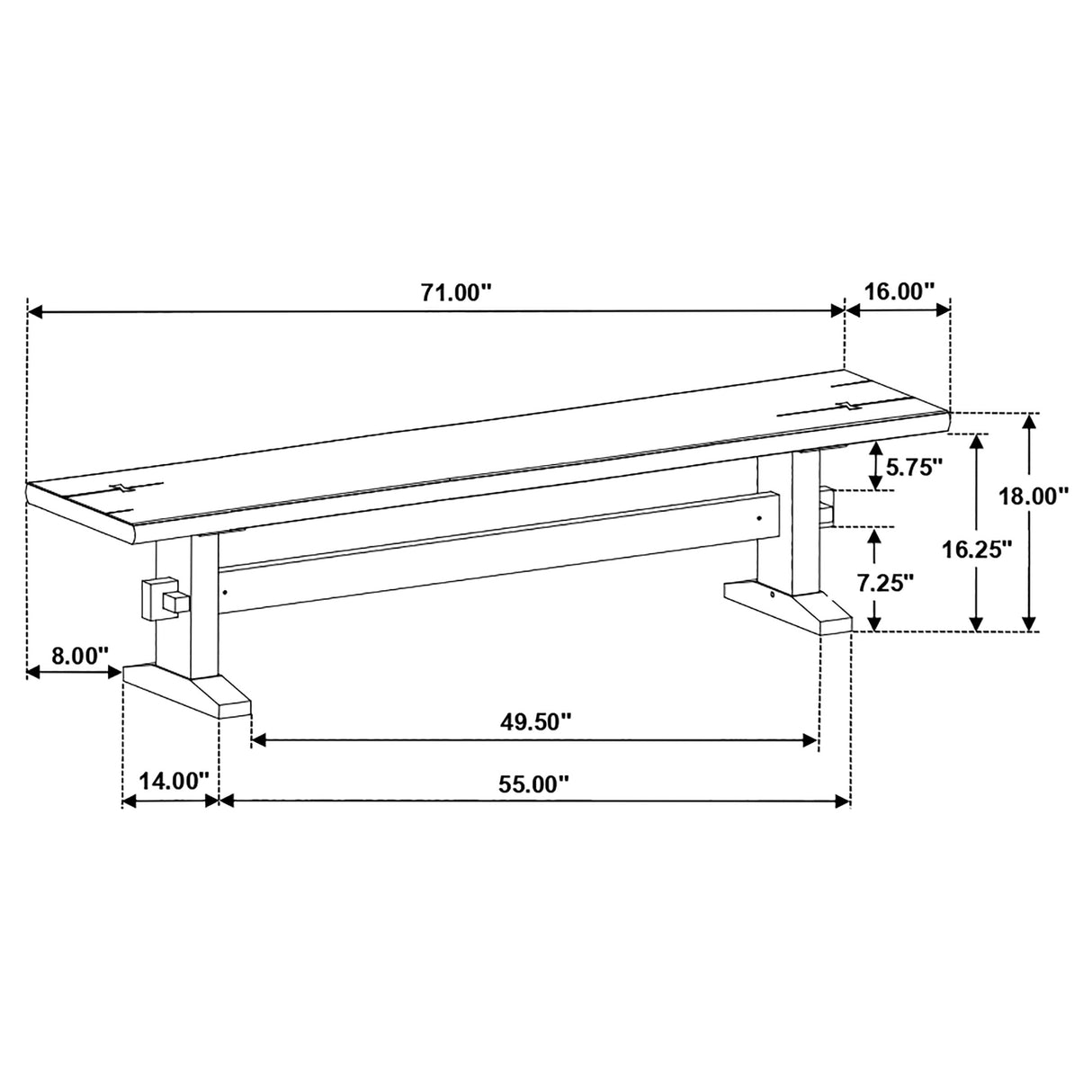 Bexley Trestle Bench Natural Honey And Espresso