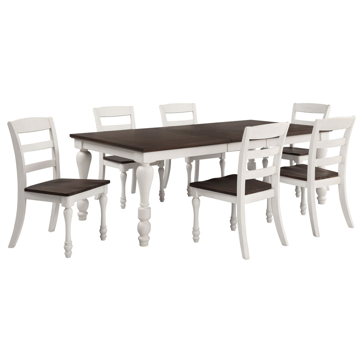 Madelyn Coastal White 7-Piece Rectangular Dining Table Set