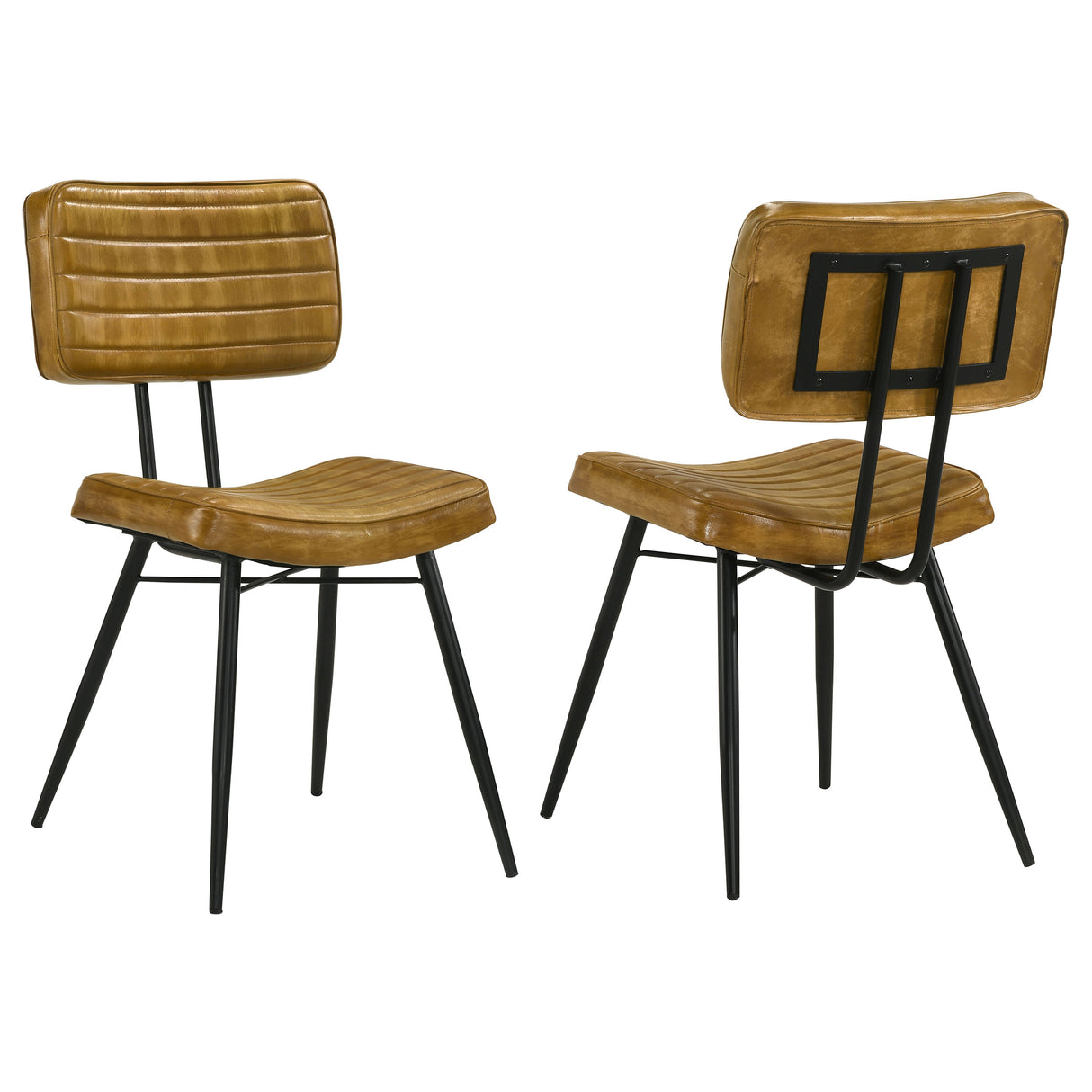 Misty Padded Side Chairs Camel And Black (Set Of 2)