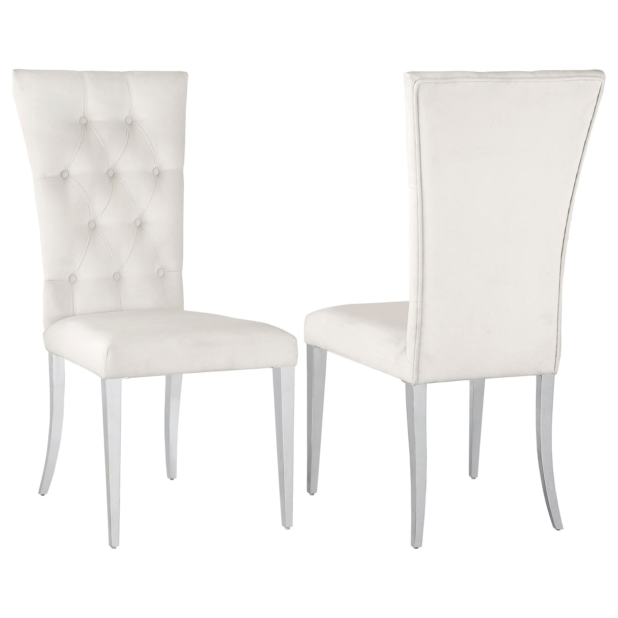Kerwin Tufted Upholstered Side Chair (Set Of 2) White And Chrome