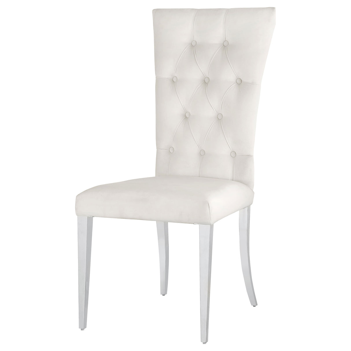 Kerwin Tufted Upholstered Side Chair (Set Of 2) White And Chrome