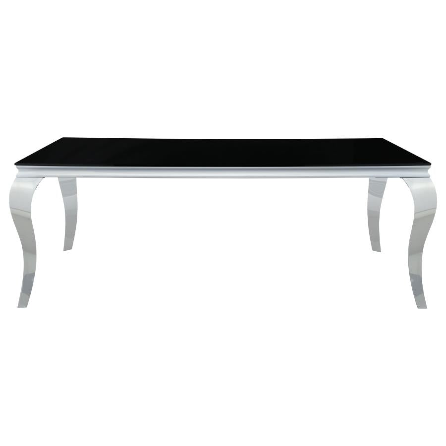 Carone Black Rectangular 81-Inch Glass Top Dining Table
