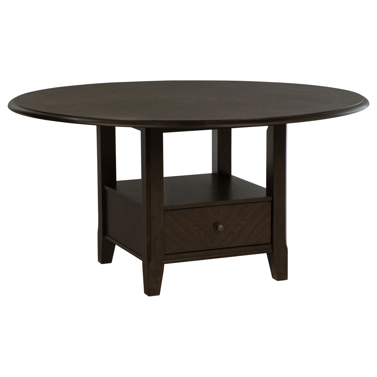 Twyla Dark Cocoa 60-Inch Round Dining Table With Drawer