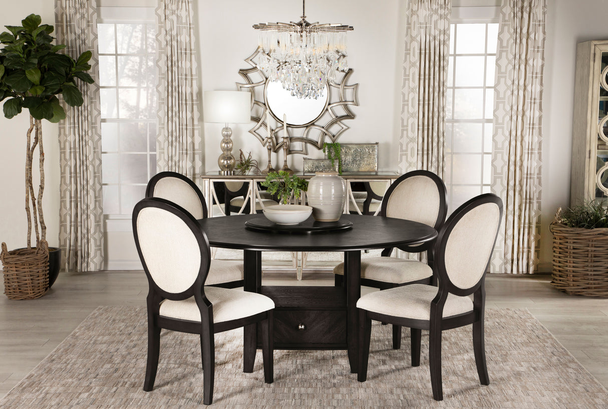 Twyla Dark Cocoa 5-Piece Round Storage Base Dining Table Set