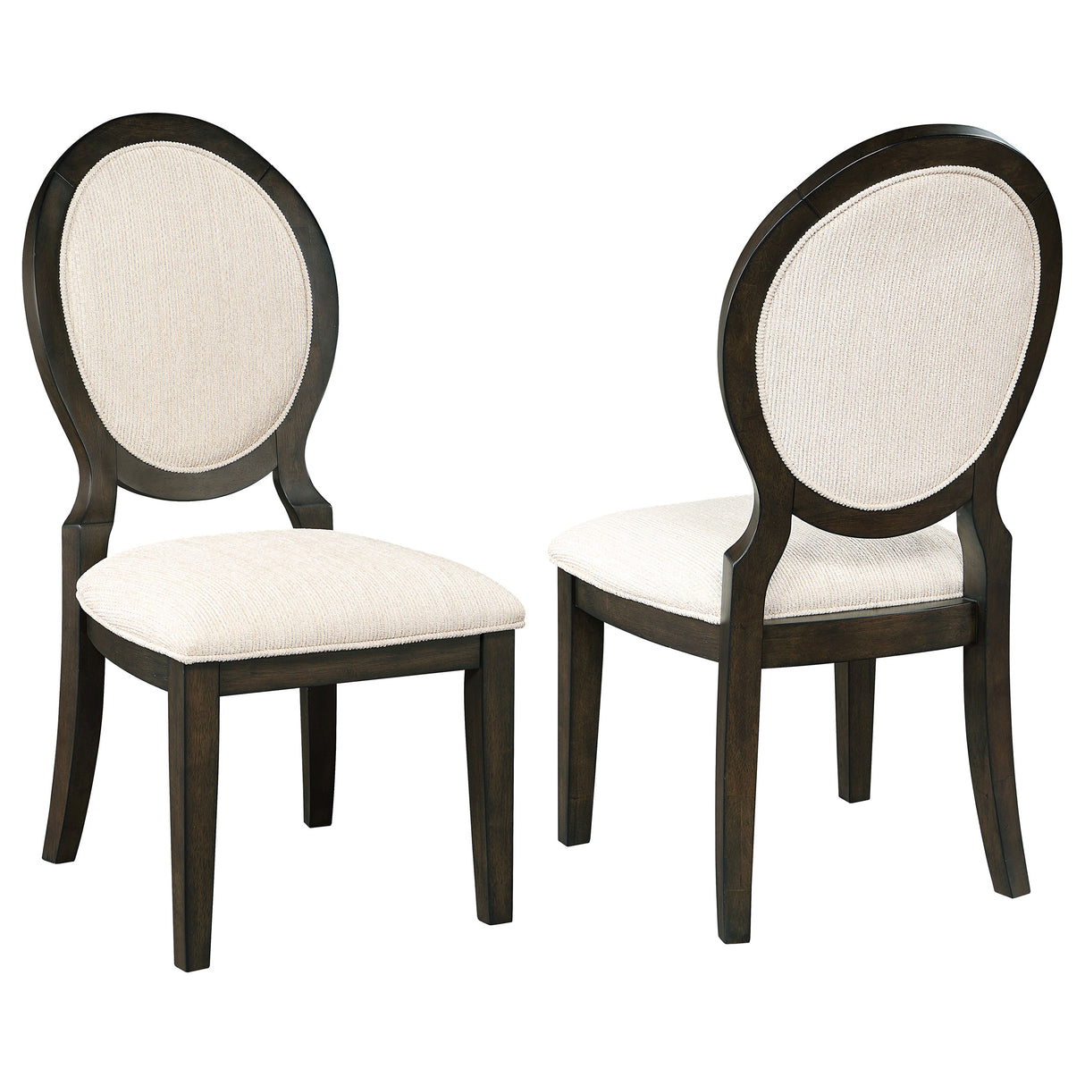 Twyla Upholstered Dining Chairs With Oval Back (Set Of 2) Cream And Dark Cocoa