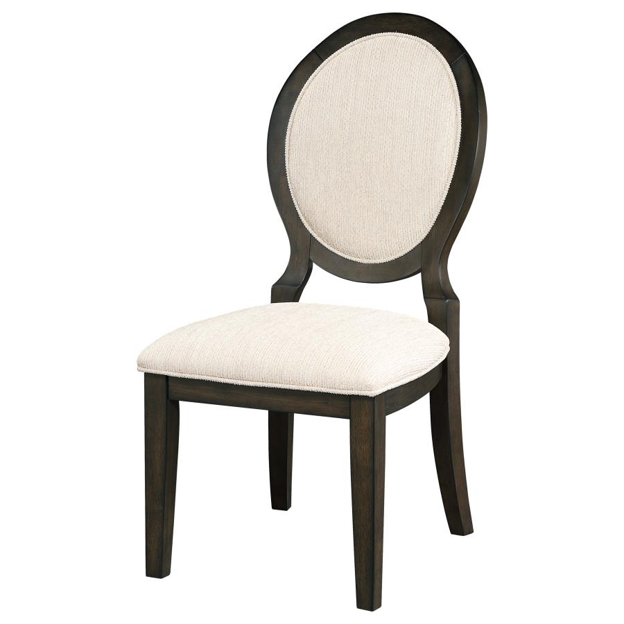 Twyla Upholstered Dining Chairs With Oval Back (Set Of 2) Cream And Dark Cocoa
