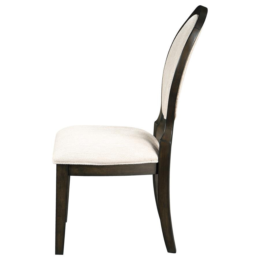 Twyla Upholstered Dining Chairs With Oval Back (Set Of 2) Cream And Dark Cocoa