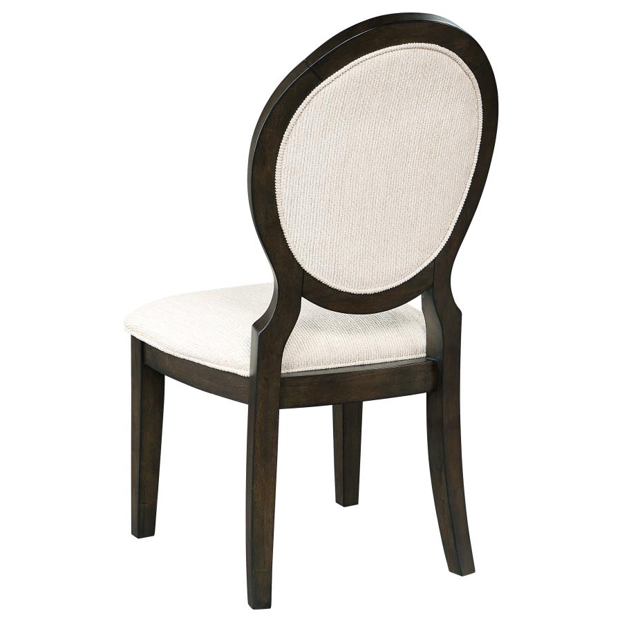 Twyla Upholstered Dining Chairs With Oval Back (Set Of 2) Cream And Dark Cocoa