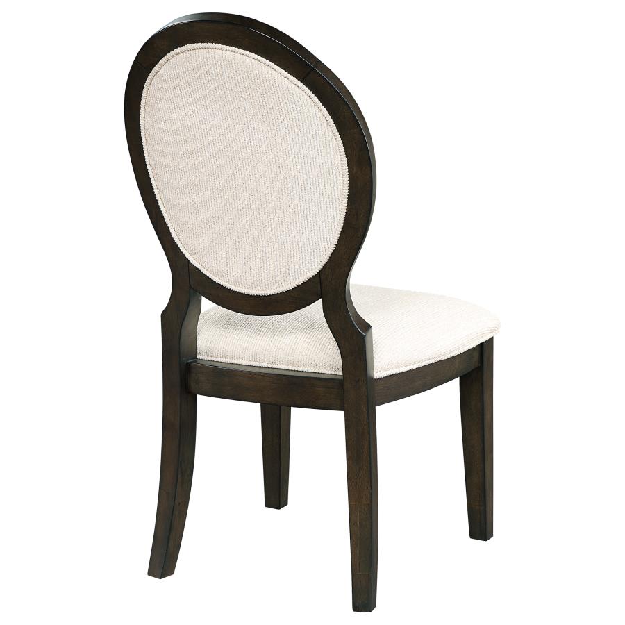 Twyla Upholstered Dining Chairs With Oval Back (Set Of 2) Cream And Dark Cocoa