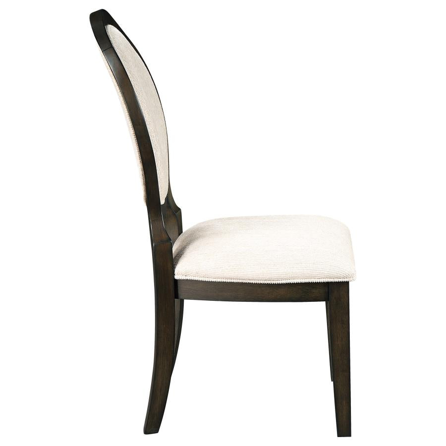 Twyla Upholstered Dining Chairs With Oval Back (Set Of 2) Cream And Dark Cocoa