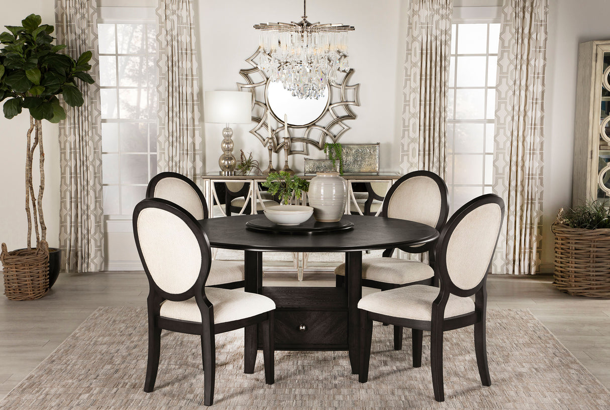 Twyla Upholstered Dining Chairs With Oval Back (Set Of 2) Cream And Dark Cocoa