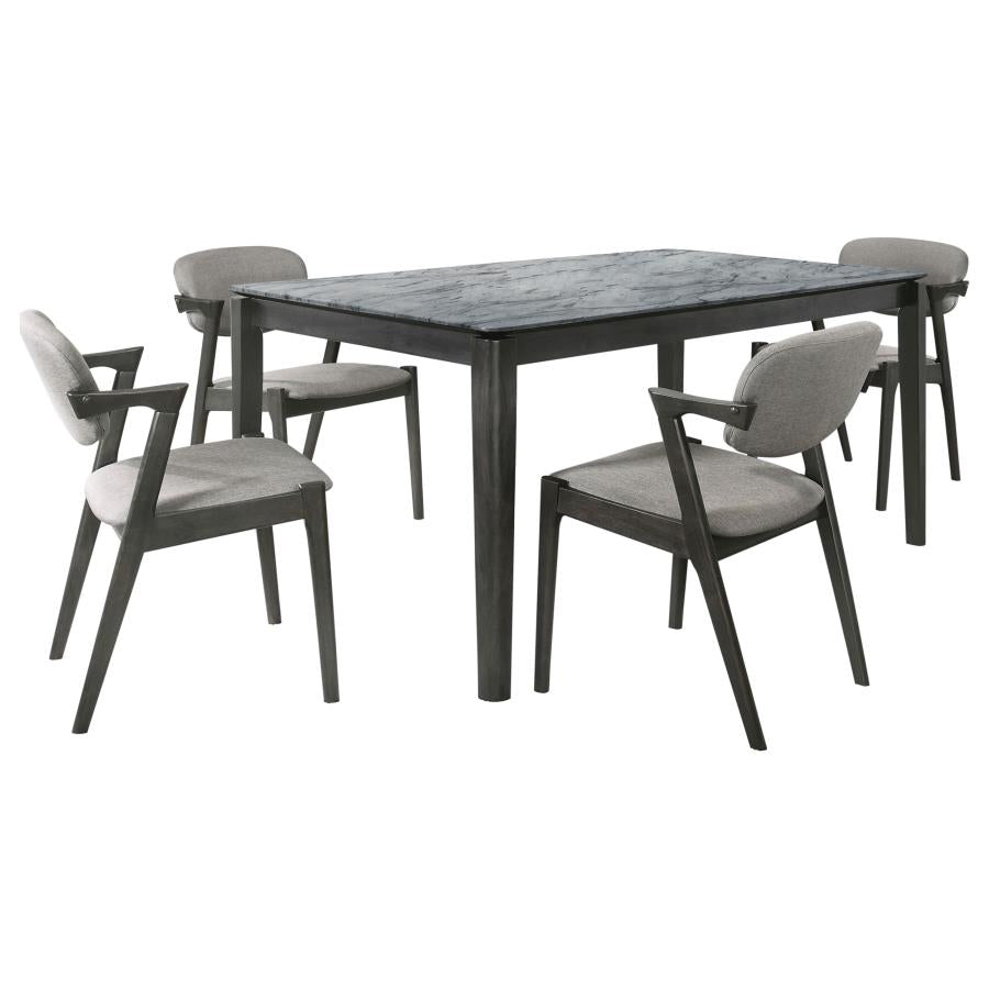 Stevie Black 5-Piece Rectangular Dining Table Set Grey And
