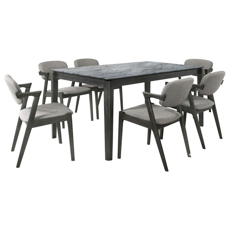 Stevie Black 7-Piece Rectangular Dining Table Set Grey And