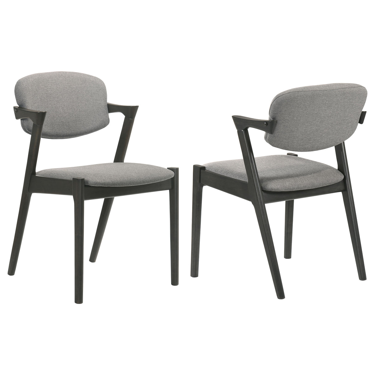 Stevie Upholstered Side Chairs (Set Of 2) With Demi Arm Brown Grey And Black