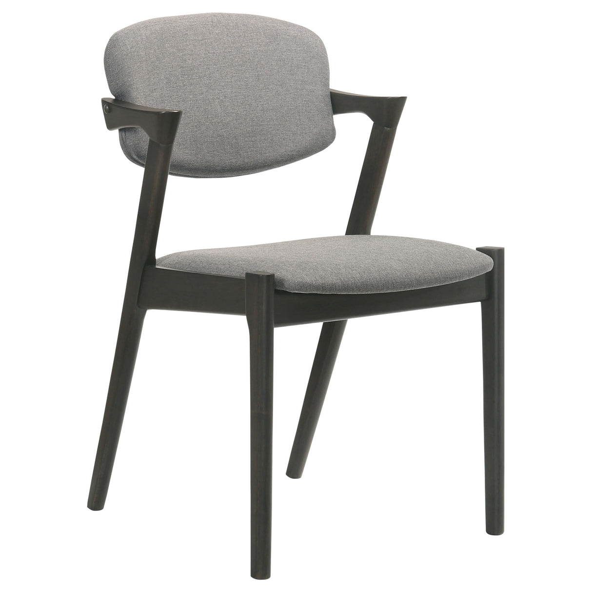 Stevie Upholstered Side Chairs (Set Of 2) With Demi Arm Brown Grey And Black